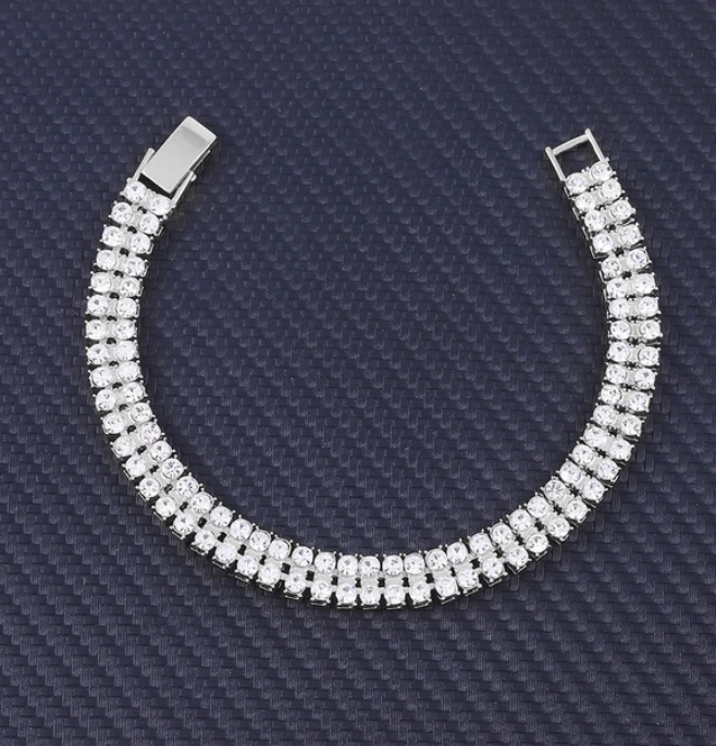 Charm Sand Blast Bracelet Cuban Chain - Men Bling 8.5'' Bracelets Fashion Jewelry (MJ3)(F83)1