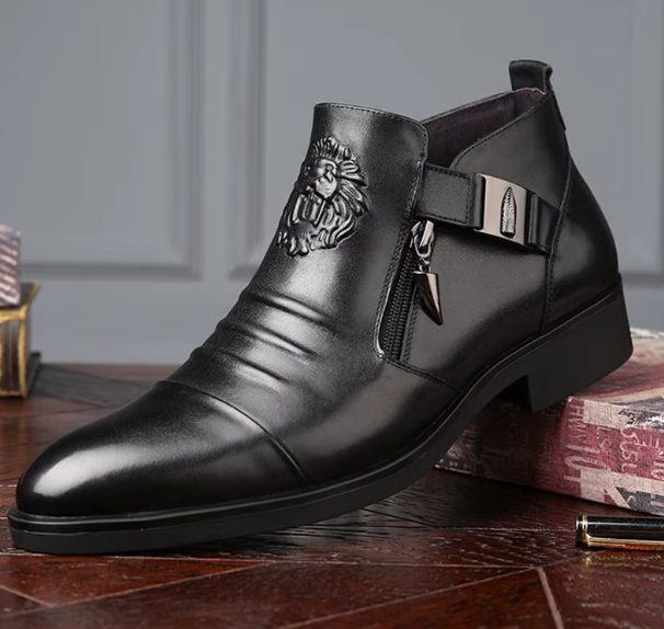Men's Cap Toe Ankle Lace-up Dress Motorcycle Boots - Leather Zipper Booties (MSB2)(MSF6)(MSB3)(MSB5)(MSC1)(F13)