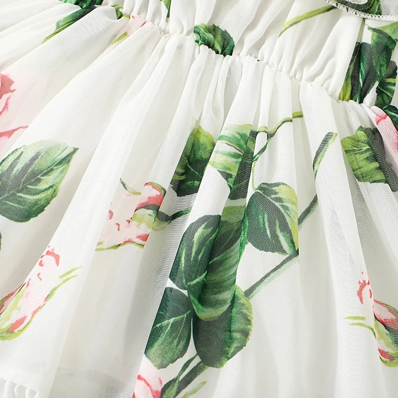 Dress For Kids 1-6 Years old Birthday Korean Style Fashion Short Sleeve Cute Floral Princess Formal Dresses For Baby Girl