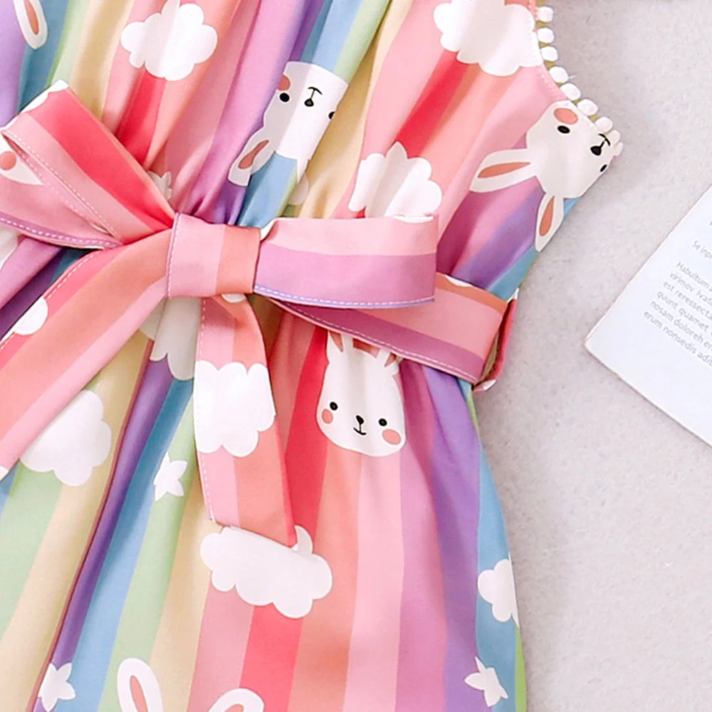 Baby Clothes 1 to 6 Years old Cartoon Rabbit Onesies For Baby Girl Sleeveless Infant Romper Toddler Jumpsuit For Kids