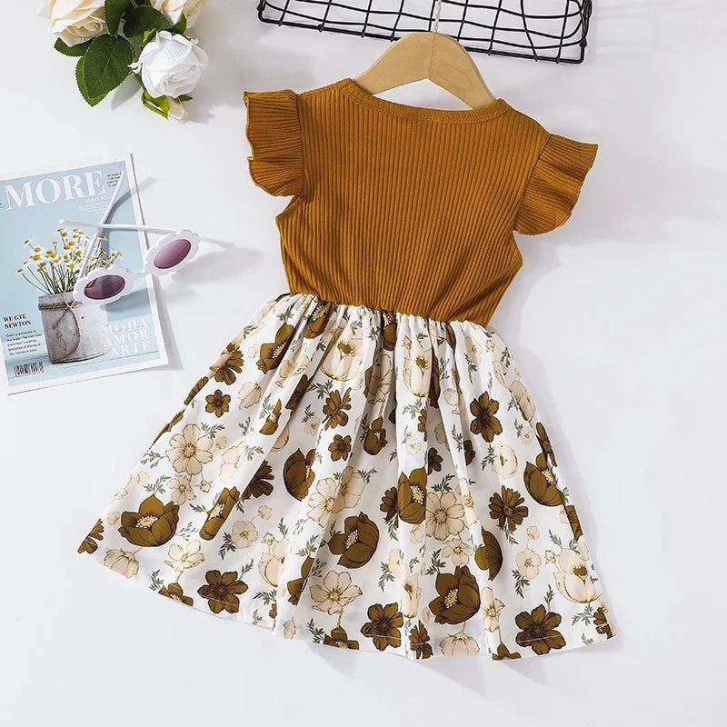 Baby Girl Dress Korean Style Summer Short Sleeve Floral Kids Princess Dresses