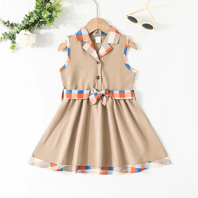 Baby Girl Dress 4-8Years Korean Style Sleeveless Toddler Kids Fashion Shirt Dresses