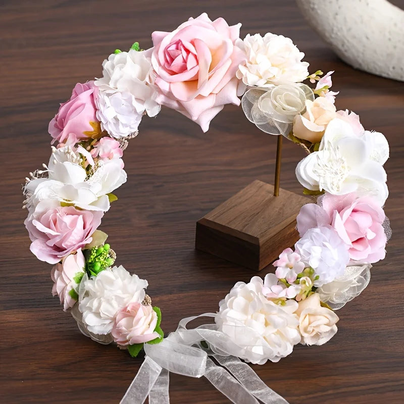 Floral Maternity Crown – Handmade Flower Headpiece for Baby Shower & Photoshoot