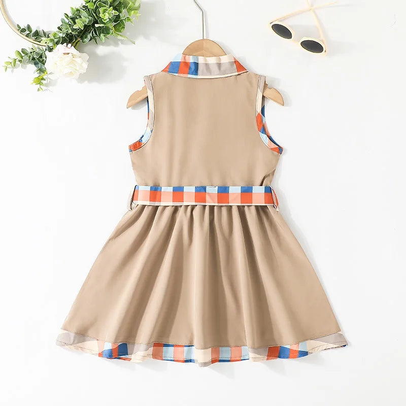 Baby Girl Dress 4-8Years Korean Style Sleeveless Toddler Kids Fashion Shirt Dresses