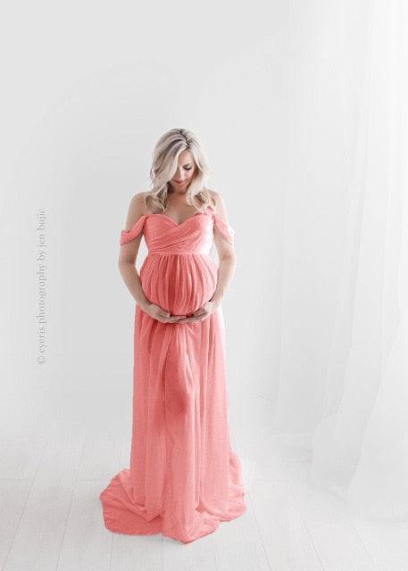 Gorgeous Strapless Maternity Chiffon Long Dresses - Split Open Front - Maternity Dresses - Photo Shooting (2Z1)(1Z1)(7Z1)(Z8)(Z6)