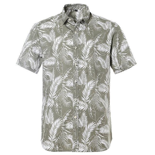 Summer Pure Cotton Men's Hawaiian Shirt - Loose Printed Short Sleeve Hawaii Flower Men Beach Floral Shirts (TM1)