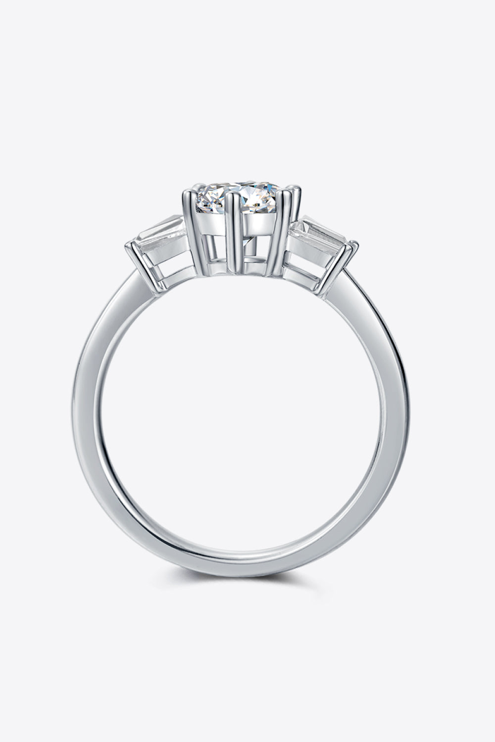 1 Carat Moissanite 925 Sterling Silver Three Stone Ring