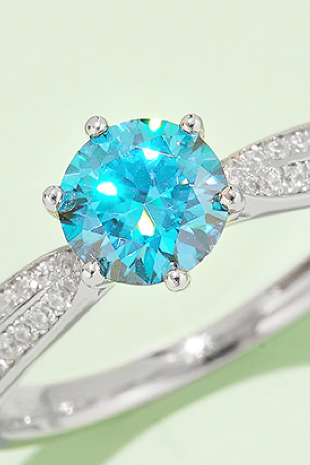 1 Carat Moissanite 925 Sterling Silver Side Stone Ring