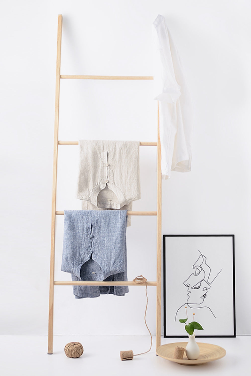 Buttoned Round Neck Short Sleeve Linen Tee