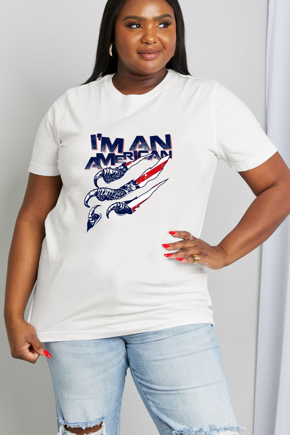 Simply Love Full Size I'M AN AMERICAN Graphic Cotton Tee