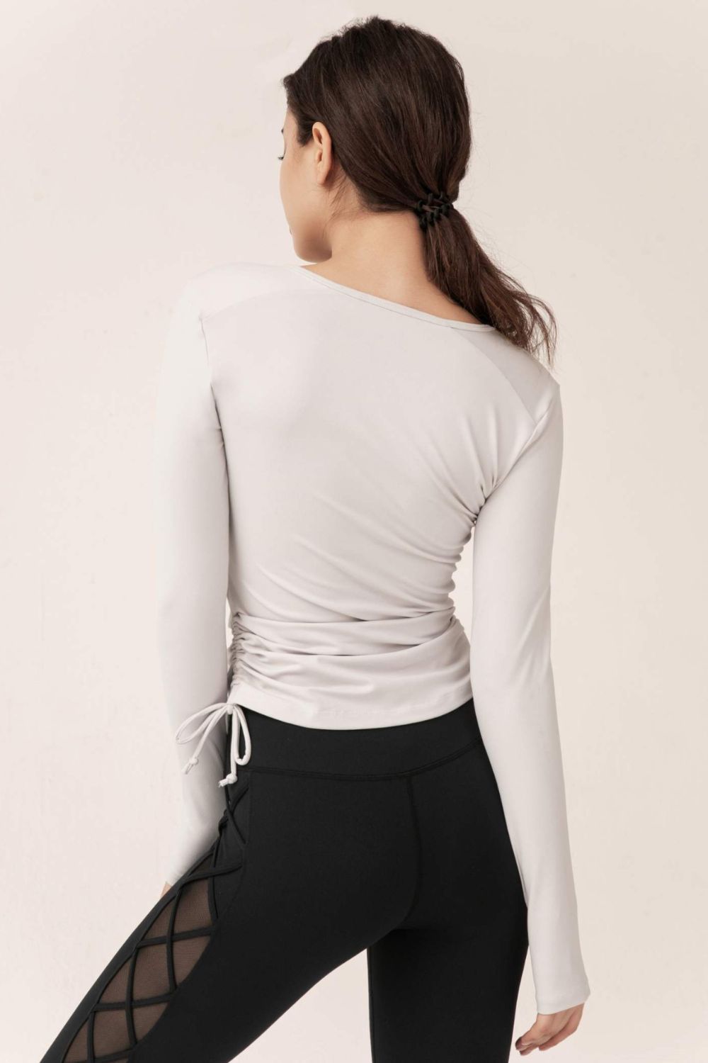Half-Zip Drawstring Long Sleeve Sports Top