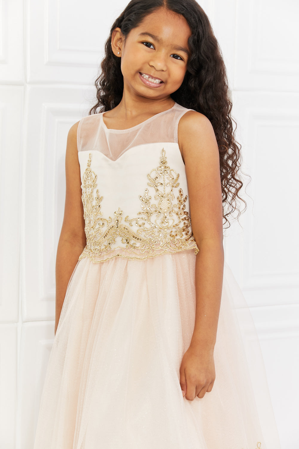 Kid's Dream Let's Dance Formal Tutu Dress in Light Apricot