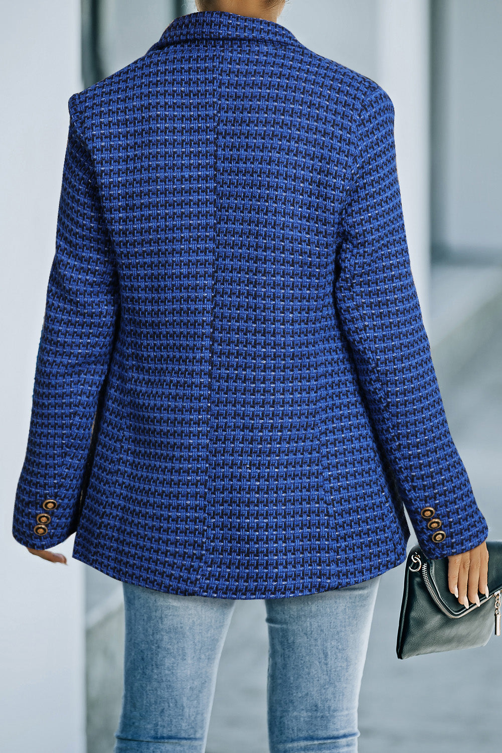 Double-Breasted Seam Detail Lapel Collar Blazer
