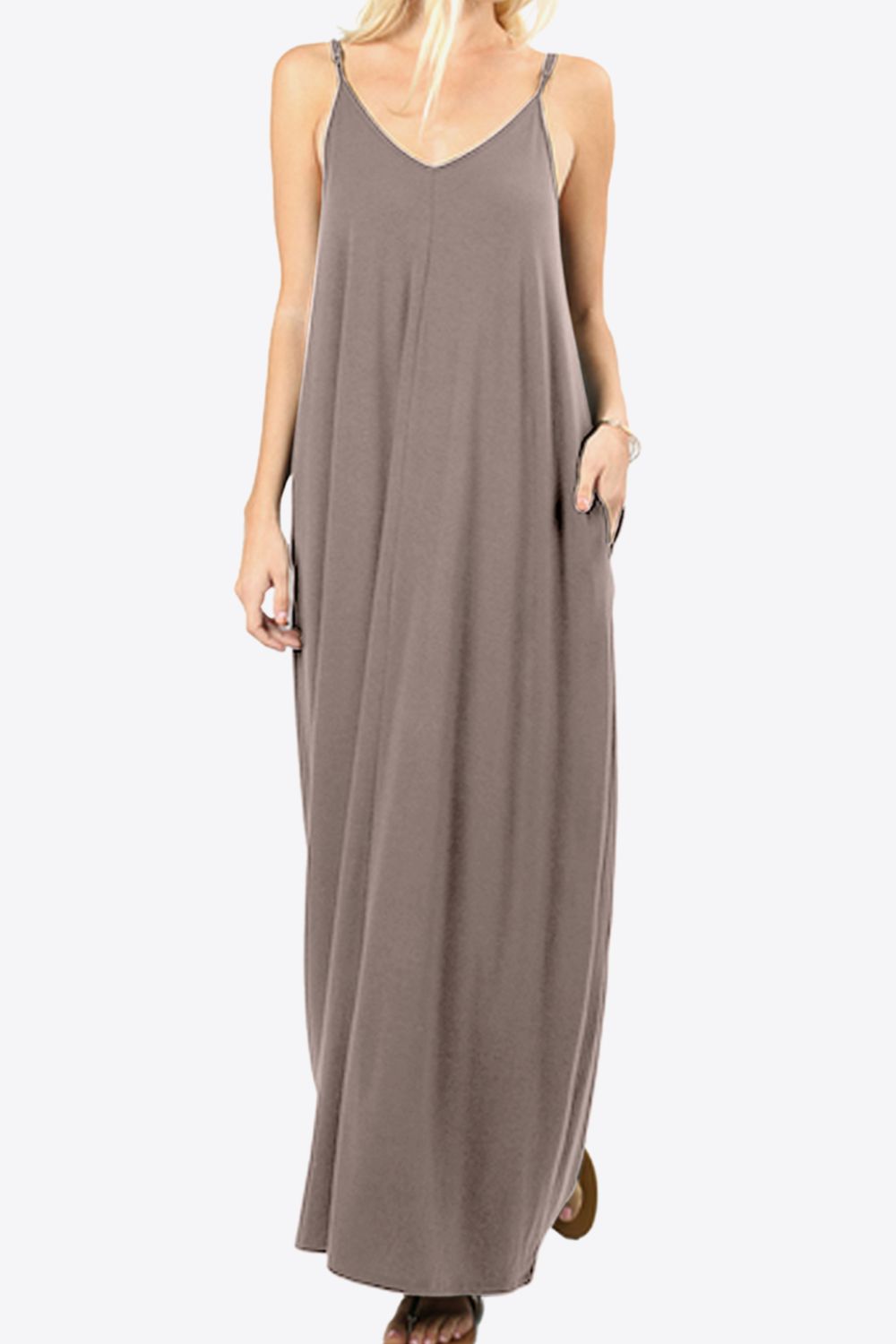 Floral Spaghetti Strap Maxi Dress with Pockets