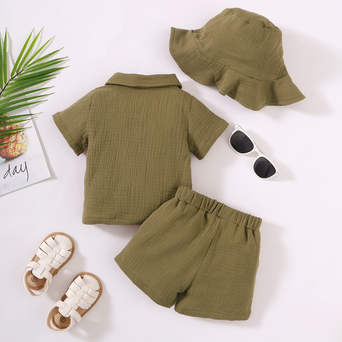 Textured Polo Shirt and Shorts Set