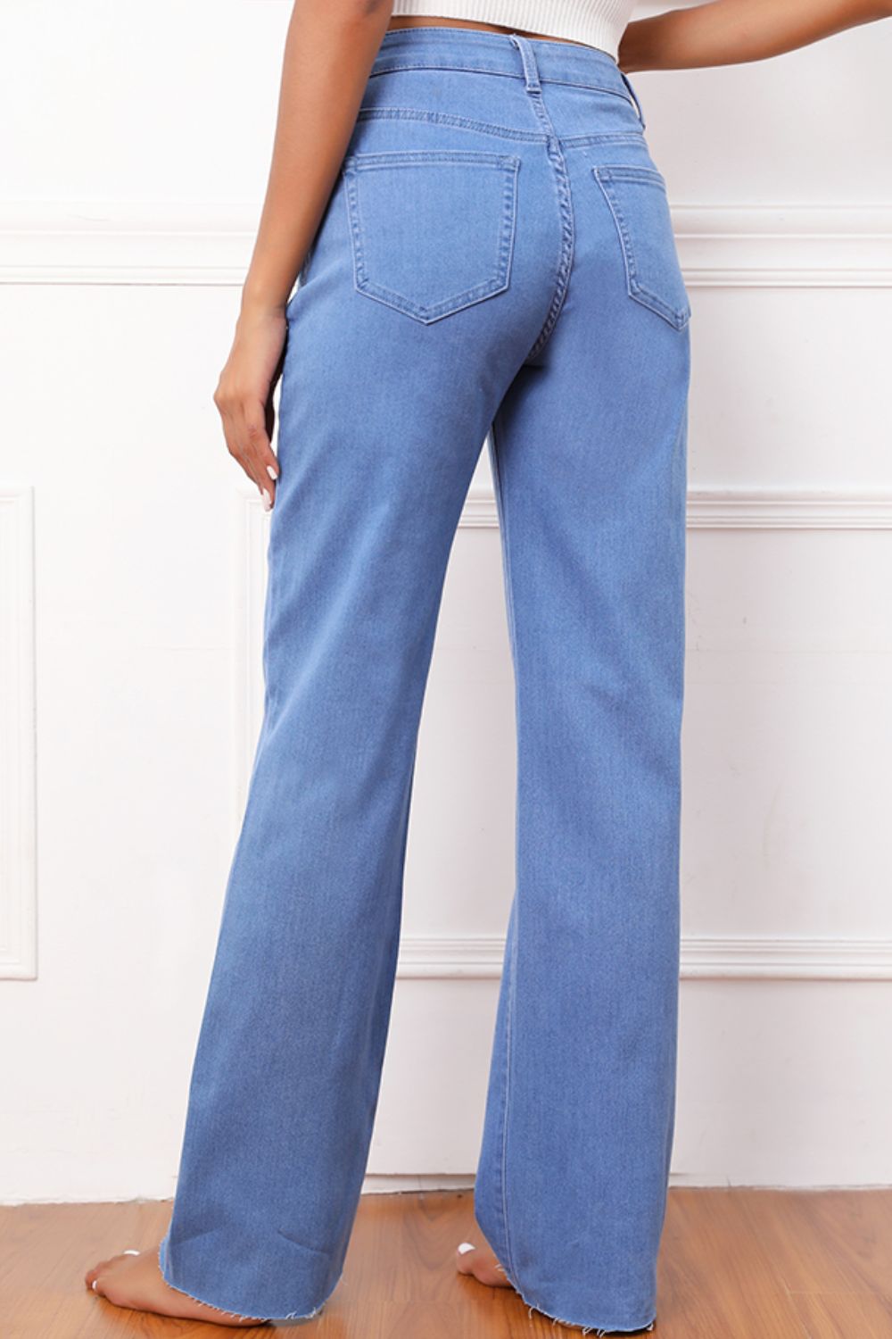 Full Size Raw Hem Wide Leg Jeans