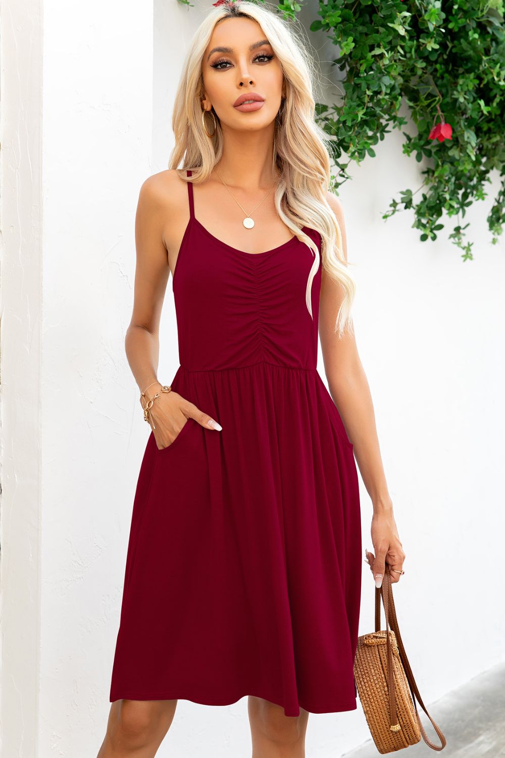 Floral Spaghetti Strap Dress with Pockets