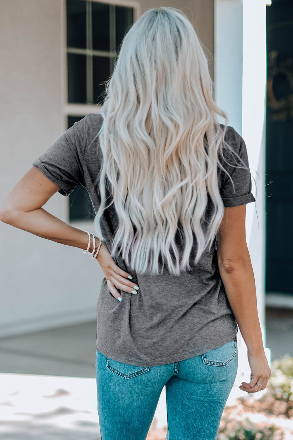 LUCKY Graphic Cuffed Short Sleeve Tee Shirt