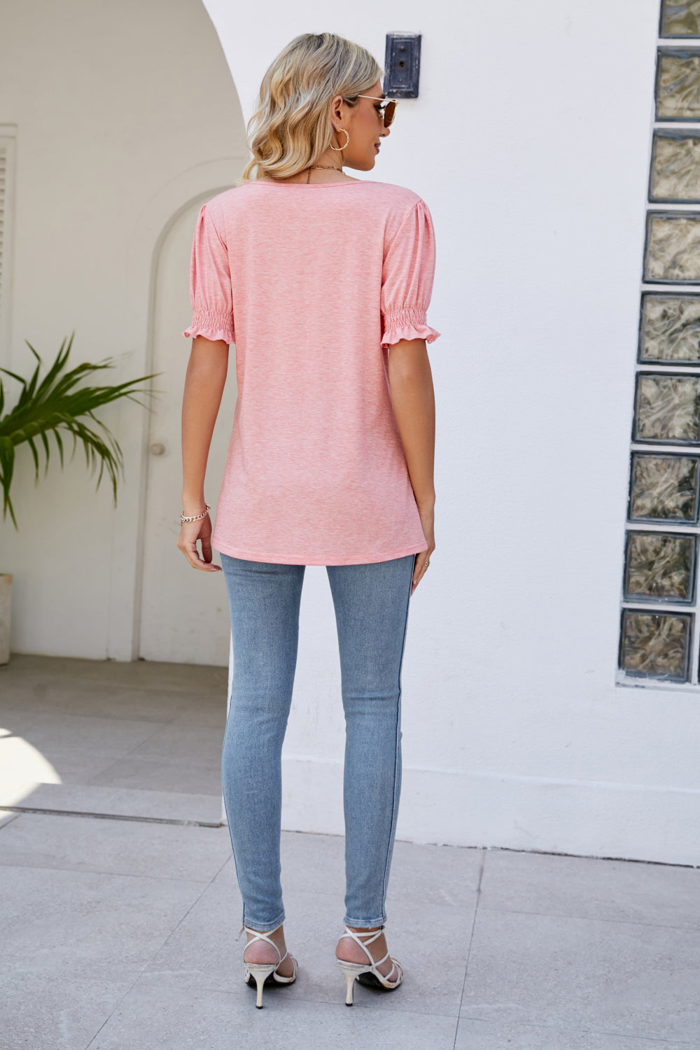 Flounce Sleeve V-Neck Tee