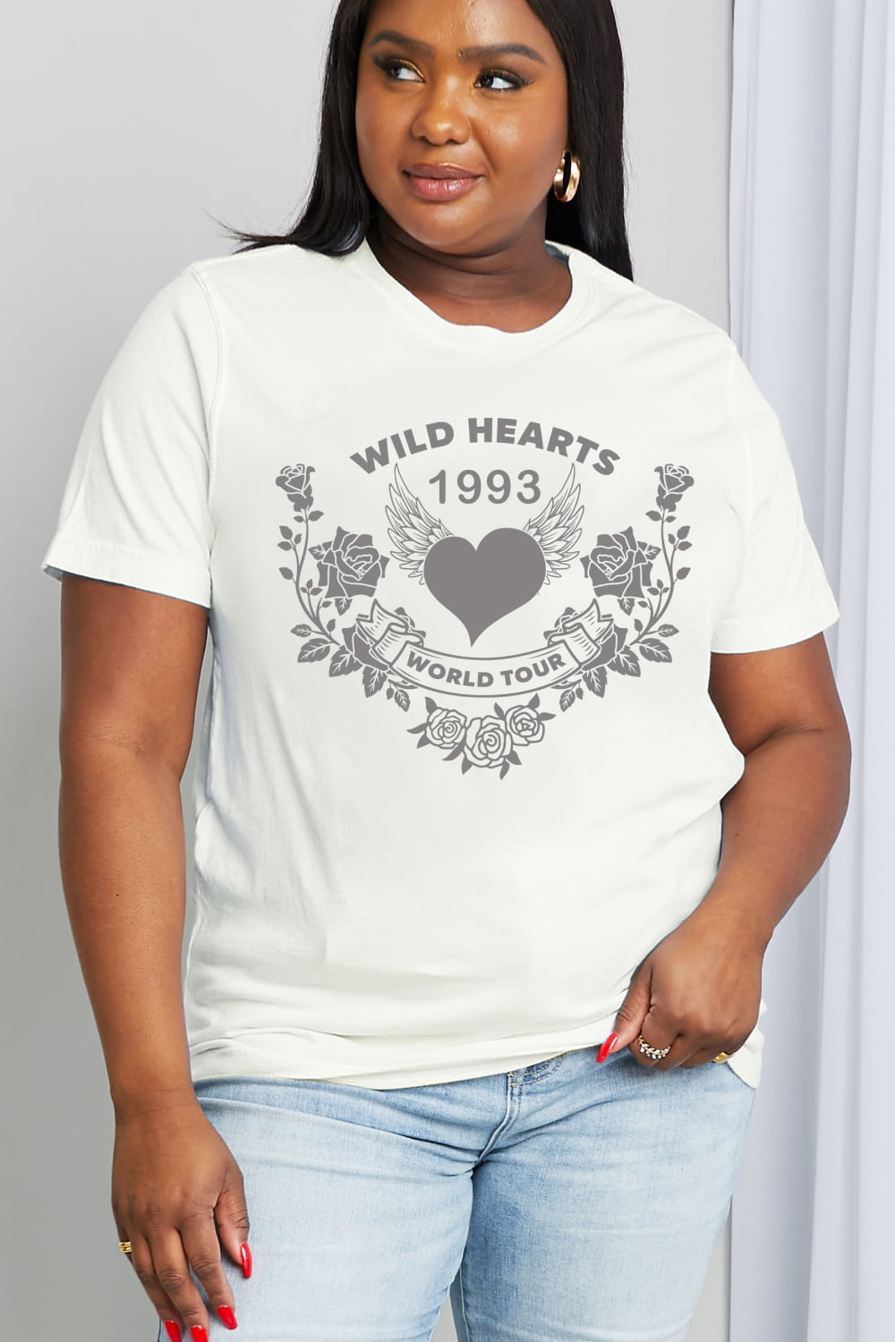 Simply Love Full Size WILD HEARTS 1993 WORLD TOUR Graphic Cotton Tee