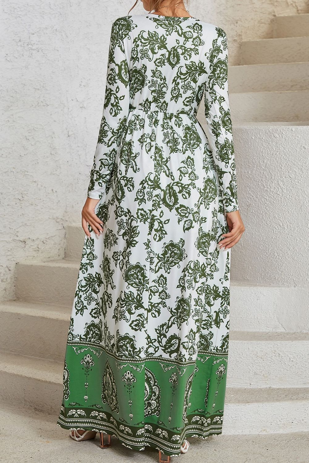 Bohemian Long Sleeve Maxi Dress with Pockets