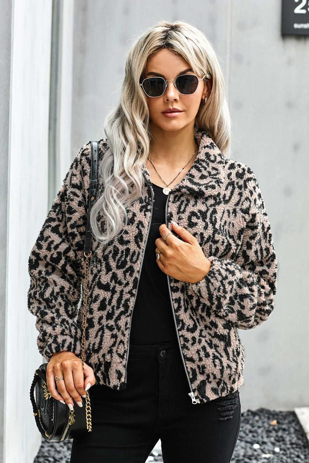 Plaid Print Sherpa Jacket Coat