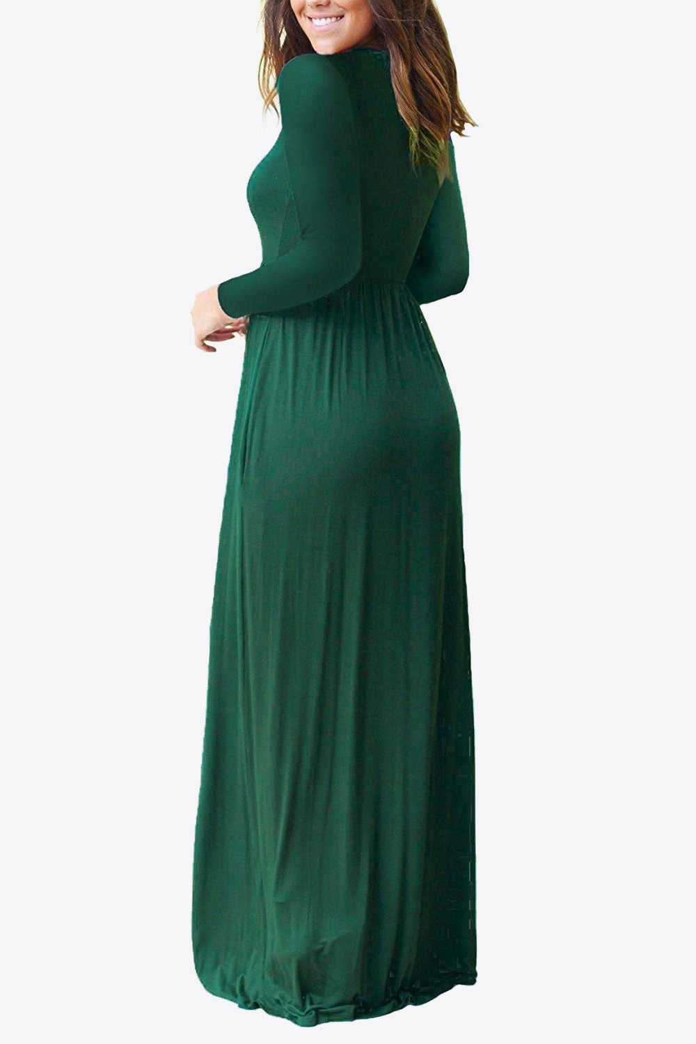 Round Neck Empire Waist Pocket Dress