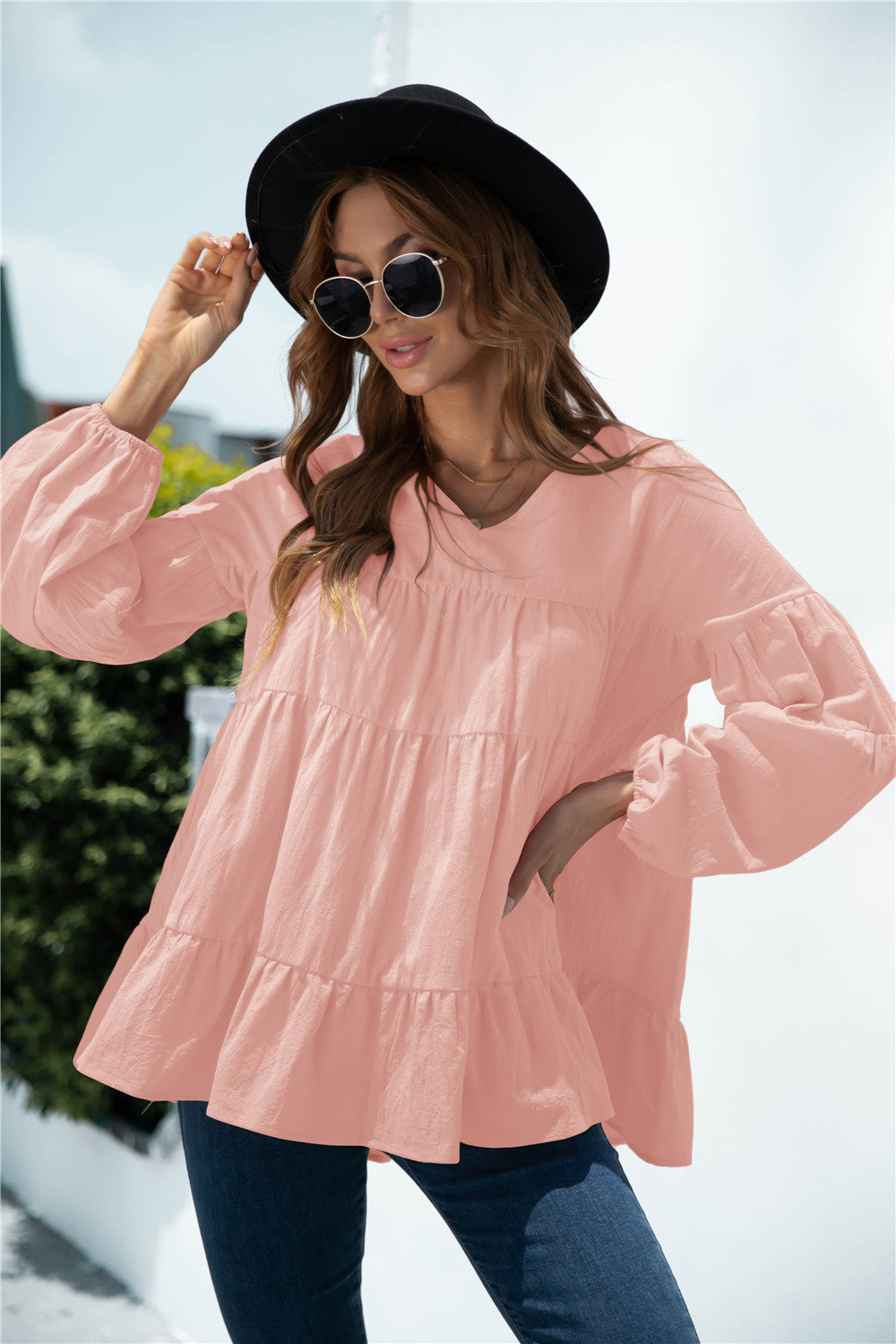 Balloon Sleeve Smock Top