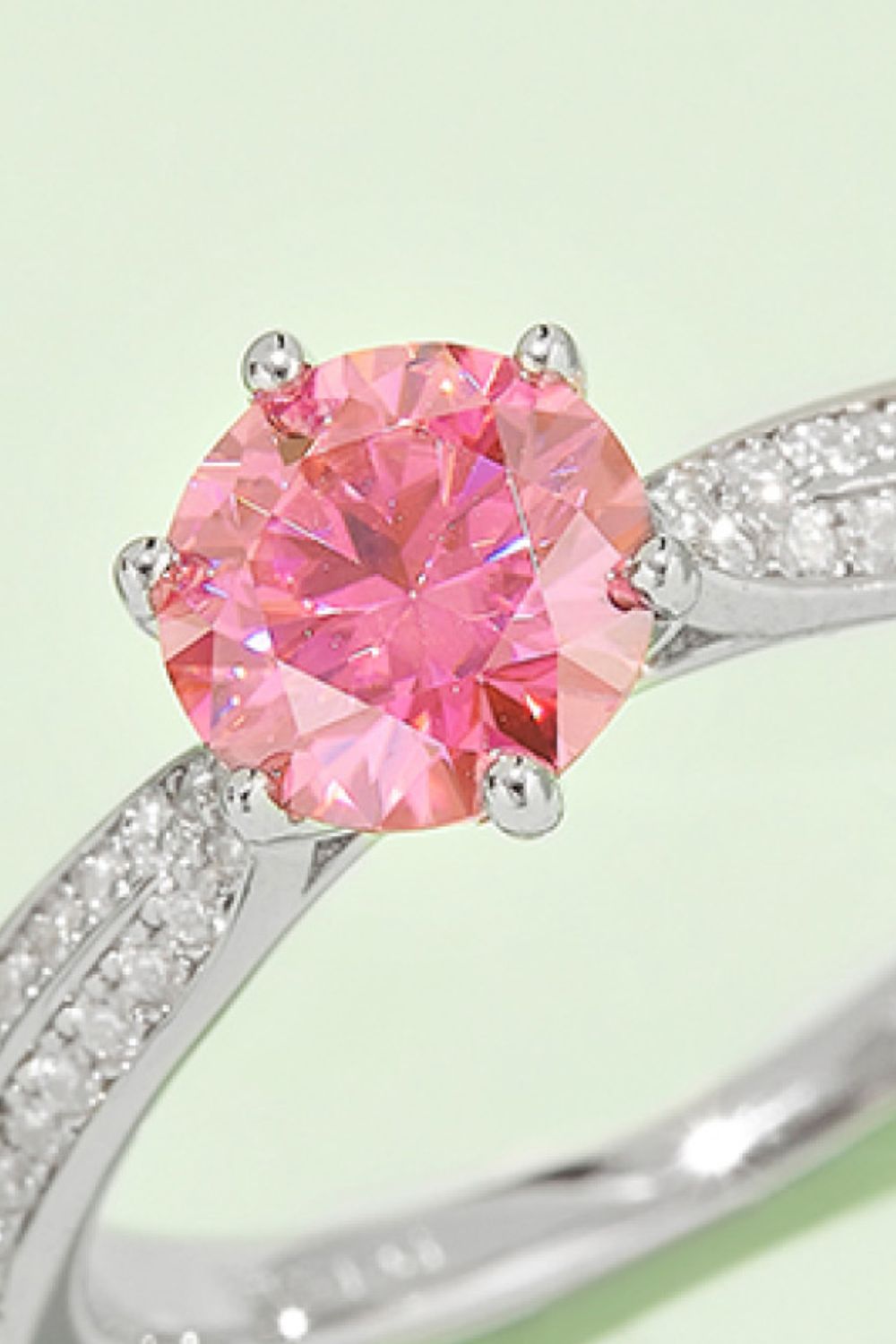1 Carat Moissanite 925 Sterling Silver Side Stone Ring
