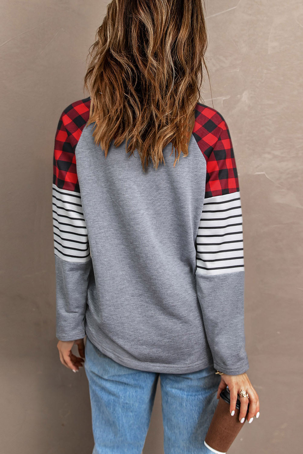 HAPPY EASTER Mixed Print Long Sleeve Top