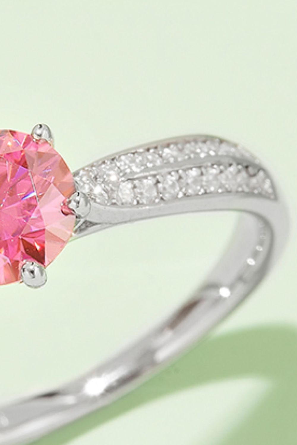 1 Carat Moissanite 925 Sterling Silver Side Stone Ring