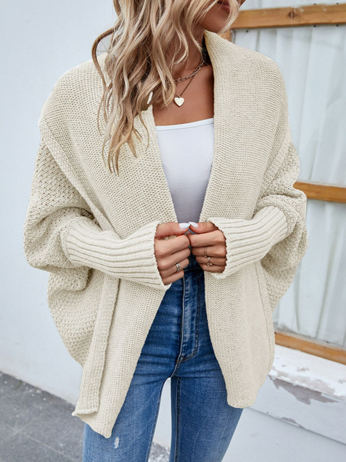 Dolman Sleeve Open Front Cardigan