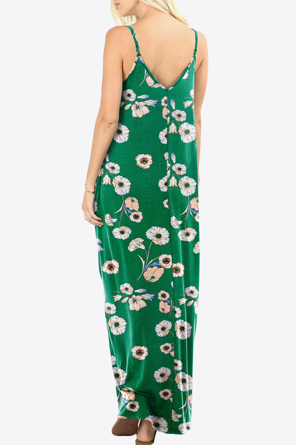 Floral Spaghetti Strap Maxi Dress with Pockets