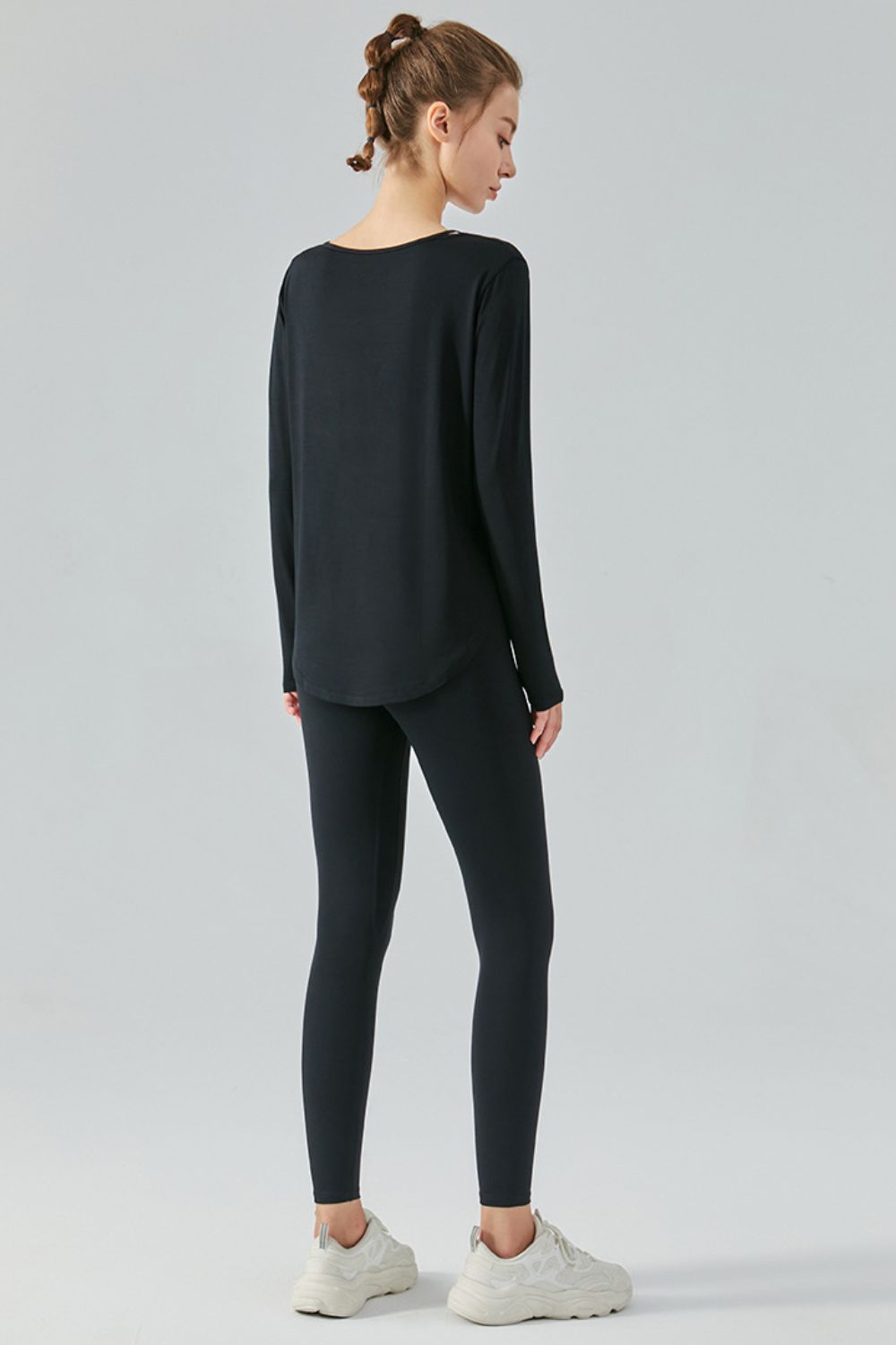 Neck Detail Slit Sports Top