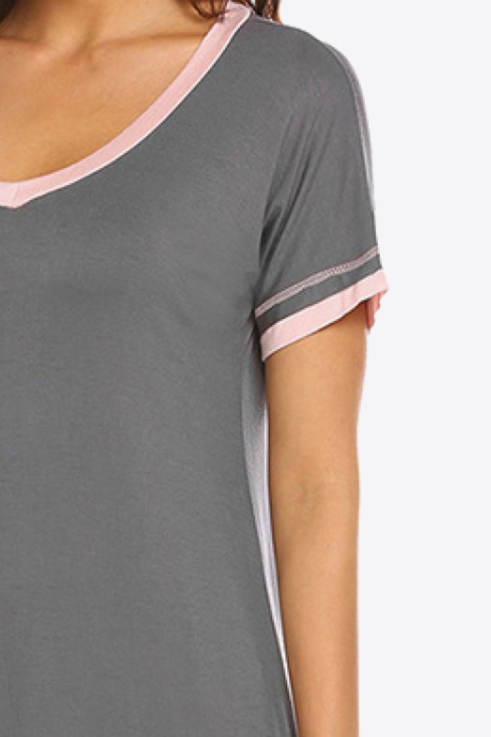 Contrast Trim V-Neck Night Dress
