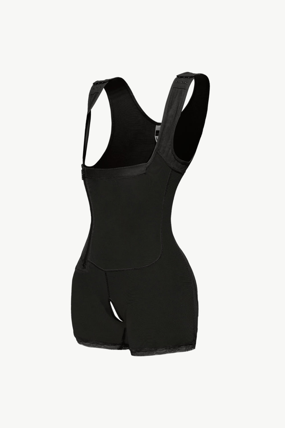 Full Size Zipper Detail Lace Trim Shapewear