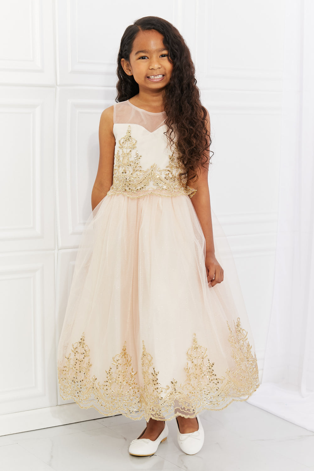 Kid's Dream Let's Dance Formal Tutu Dress in Light Apricot