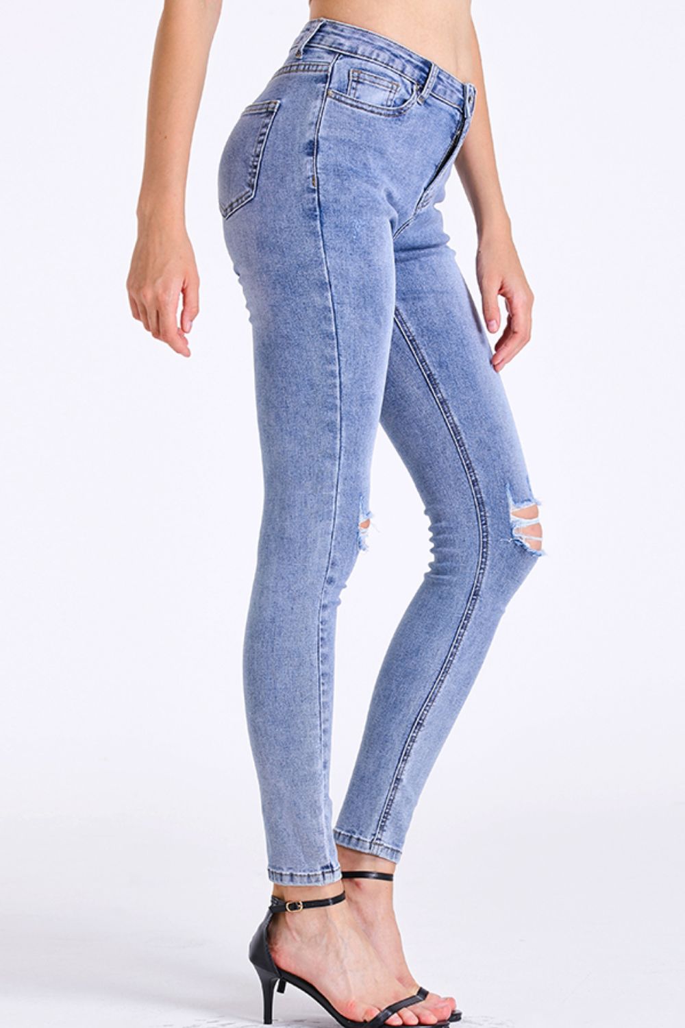 Full Size Distressed Knee Skinny Jeans