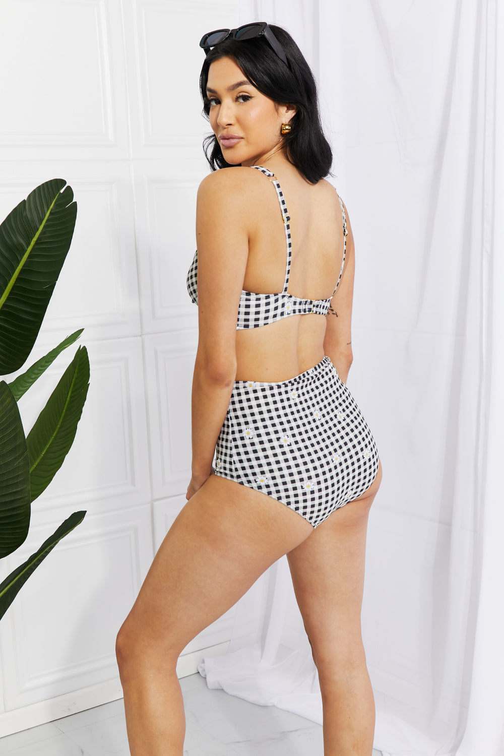 Marina West Swim Take A Dip Twist High-Rise Bikini in Black (TB9D) T