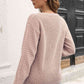 Ribbed Openwork Sleeve Round Neck Pullover Sweater - Deals DejaVu