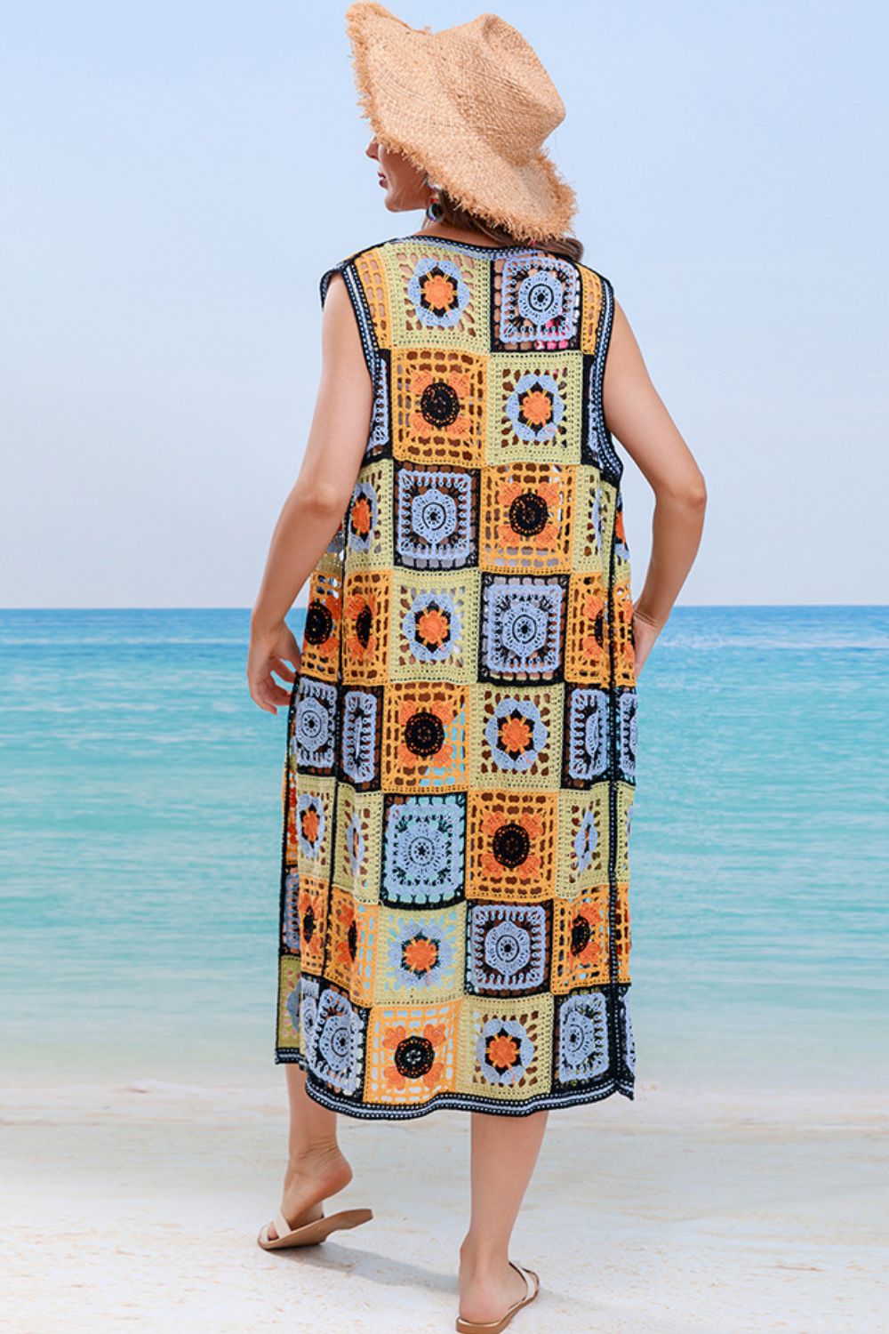 Crochet Open Front Sleeveless Cover Up (TB11D) T