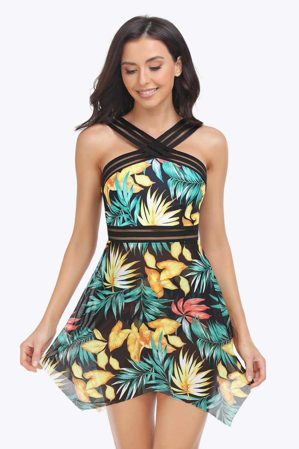 Printed Swim Dress and Bottoms Set (TB13D) T