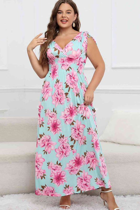 Full Size Floral Surplice Neck Maxi Dress (BWMT) T - Deals DejaVu