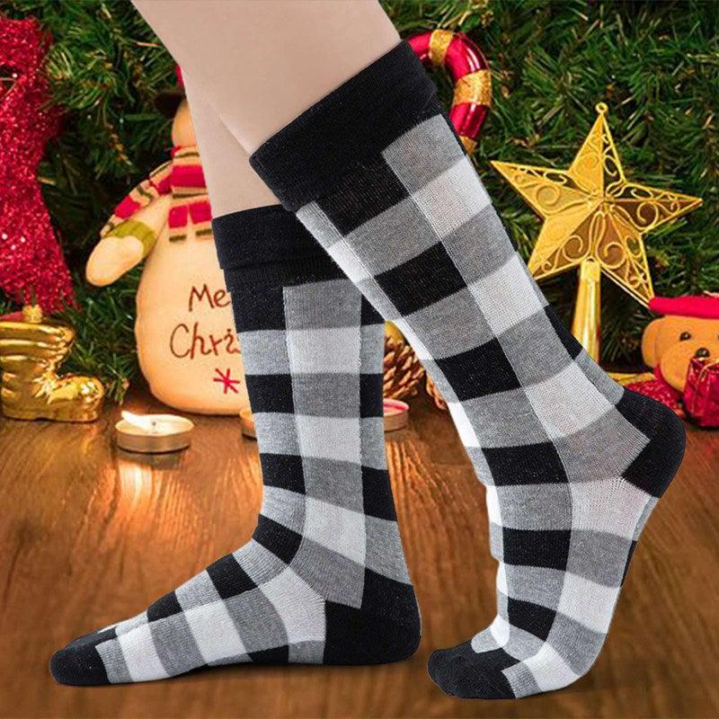 1 Pair Plaid Socks - Casual Autumn And Winter Adult Socks For Christmas (2U92)