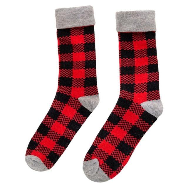 1 Pair Plaid Socks - Casual Autumn And Winter Adult Socks For Christmas (2U92)