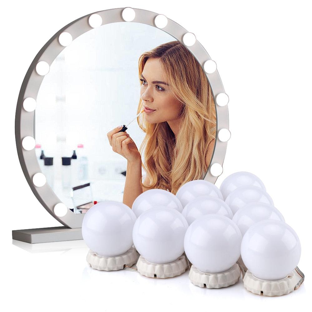 10 Bulbs Hollywood Style LED Vanity Mirror 3 Colors Lights Makeup Mirror Dimmable Wall Lights(M5)(1U86)