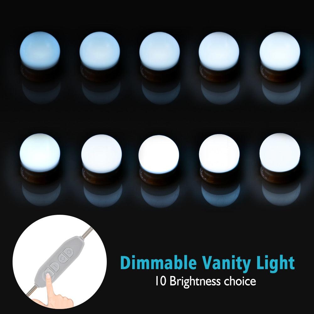 10 Bulbs Hollywood Style LED Vanity Mirror 3 Colors Lights Makeup Mirror Dimmable Wall Lights(M5)(1U86)