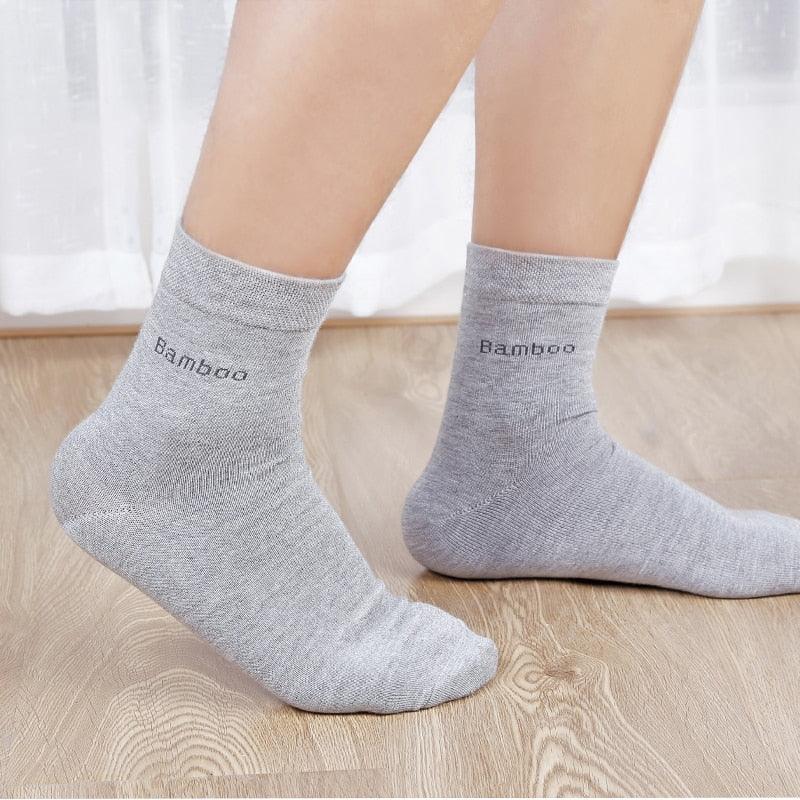10 Pairs / Lot Bamboo Fiber Socks - Men's Casual Business Anti-Bacterial Breathable Crew Socks (TG8)(F92)