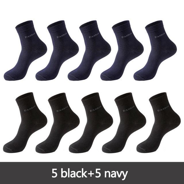 10 Pairs / Lot Bamboo Fiber Socks - Men's Casual Business Anti-Bacterial Breathable Crew Socks (TG8)(F92)