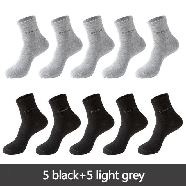 10 Pairs / Lot Bamboo Fiber Socks - Men's Casual Business Anti-Bacterial Breathable Crew Socks (TG8)(F92)
